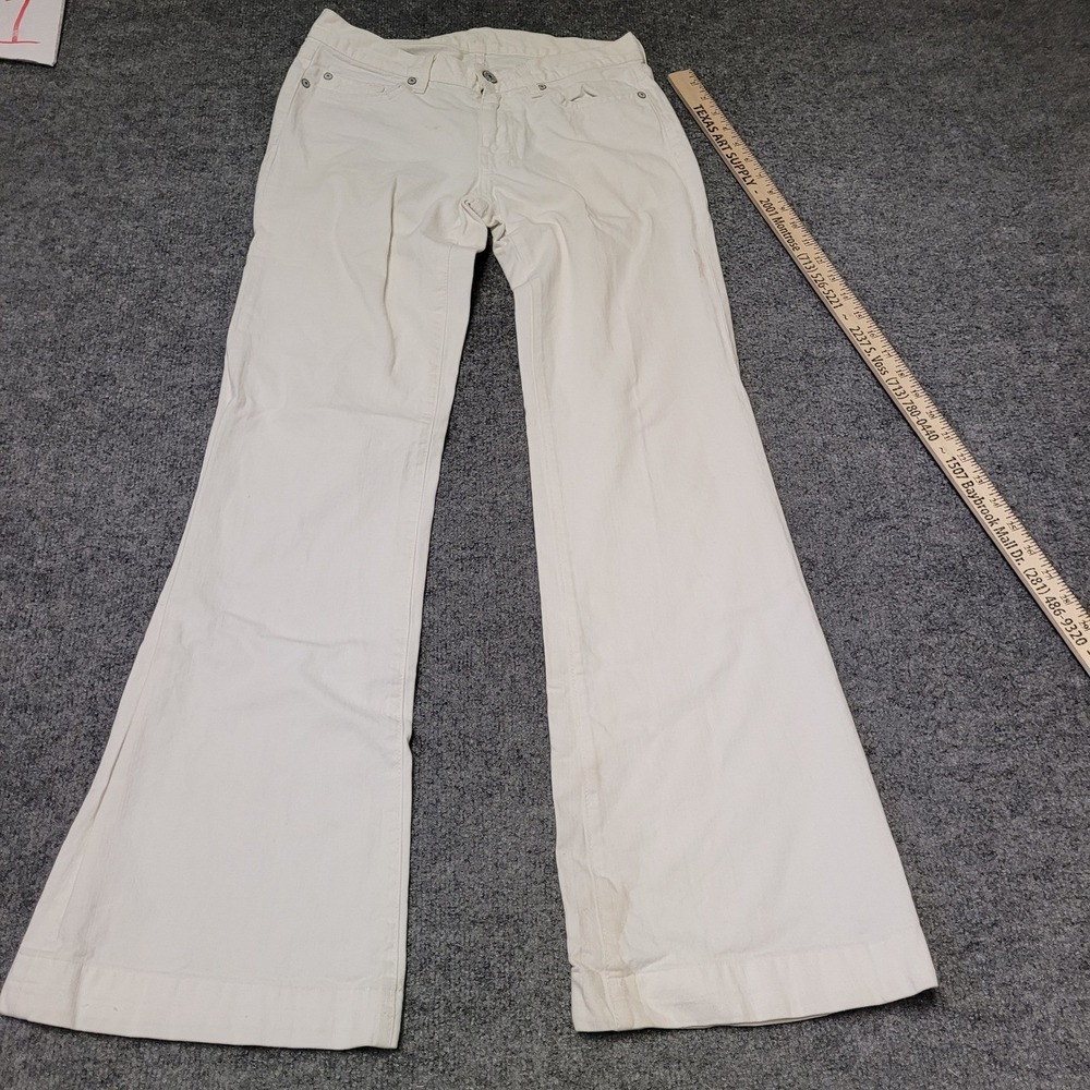 7 For All Mankind Jeans Womens Size 27 White Flare Cotton USA Made Low Rise Fair
